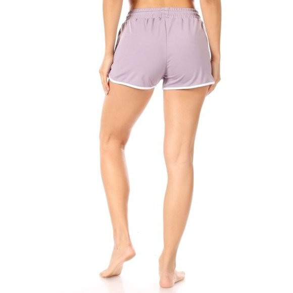 Purple and White Track Shorts with Pockets - Picture 2 of 2